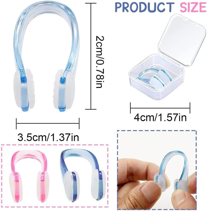 DreamAug Swimming Nose Clips 2-Pack – Soft Silicone Waterproof Nose Plugs with Storage Cases, Non-Slip & Comfortable Fit for Adults, for Pool Training & Water Sports(Blue, Pink) - Image 2